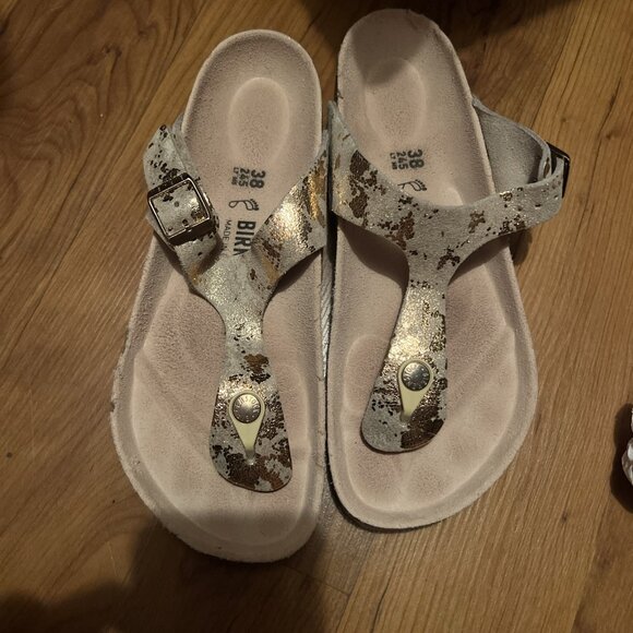 Birkenstock Gizeh Sandals Womens EU 38 US 7.5 Vintage Metallic Rose Copper Suede - Picture 5 of 14